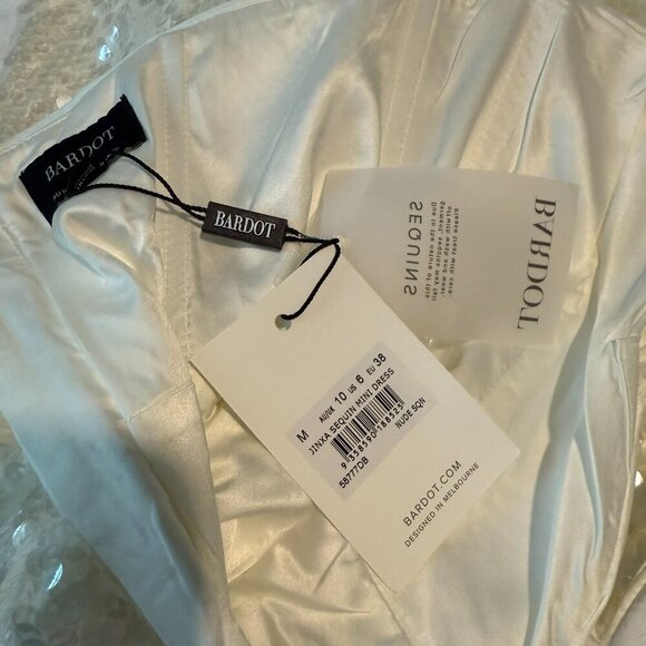 REVOLVE + Bardot Jinxa Mini White Sequin Sleeveless Dress Size 6 Medium - Picture 8 of 9